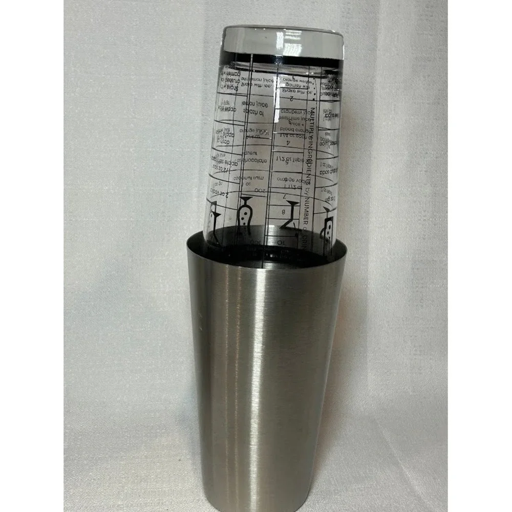 Outset Boston Cocktail Shaker Stainless Steel &‎ Glass 16 oz Recipe New